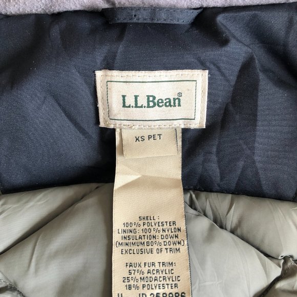 LL Bean Women's Baxter State Parka Black Removable Hood Faux Fur Down XS Petite - Picture 11 of 15